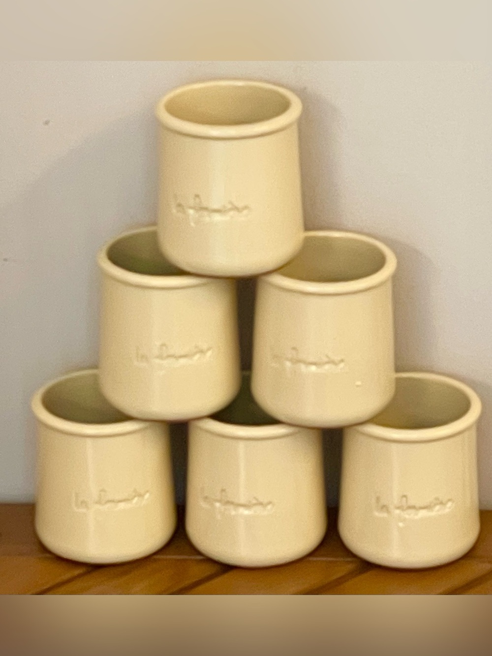 6 pastel yellow la fermiere French Yogurt terracotta pots